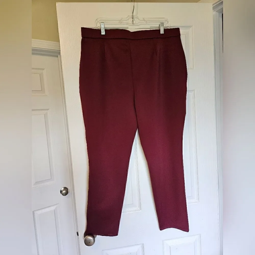 Express Burgundy High Waisted Nylon Pull-On Leggings